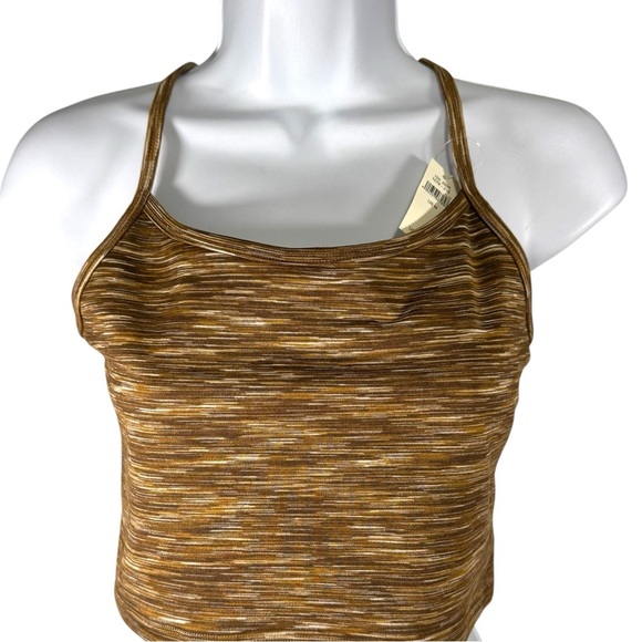 NWT Aerie Brown has and Tan Striped Crop Top Sports Bra - Picture 1 of 7